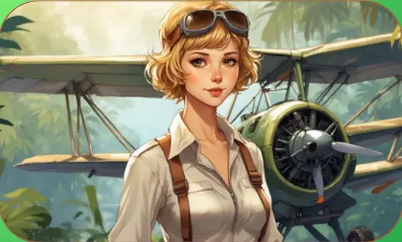 Amelia Earhart, Adventurer card art from Lost Chapters (Emerald, Character)