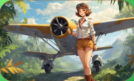Amelia, Test Pilot card art from Lost Chapters (Emerald, Character)