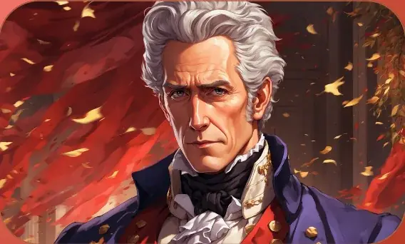 Andrew Jackson card art from Lost Chapters (Garnet, Character)