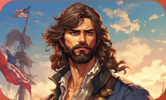 Bartholomew Roberts card art from Lost Chapters (Garnet, Character)