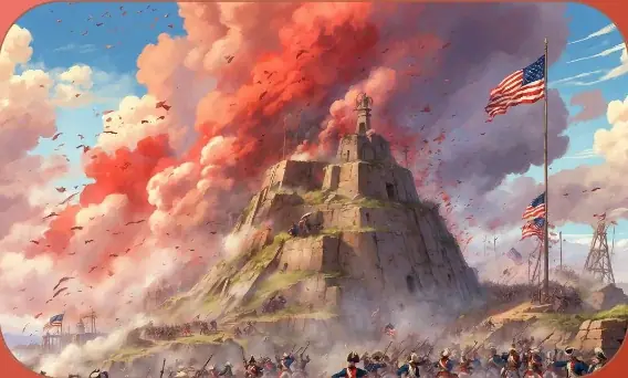 Battle of Bunker Hill card art from Lost Chapters (Garnet, Event)