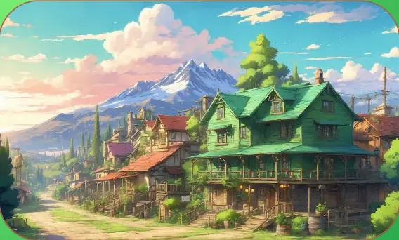 Boomtown card art from Lost Chapters (Emerald, Location)