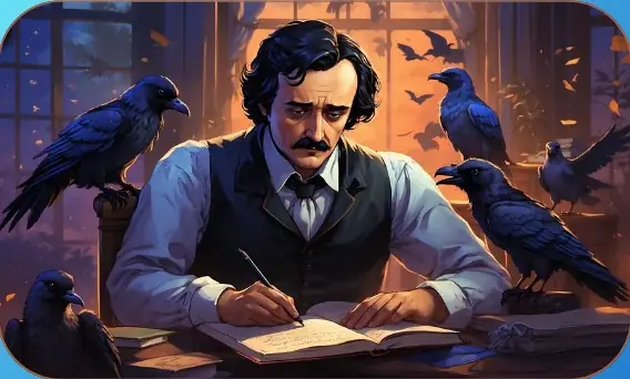 Edgar Allan Poe card art from Lost Chapters (Cobalt, Character)