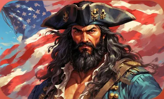 Edward Teach "Blackbeard" card art from Lost Chapters (Garnet, Character)