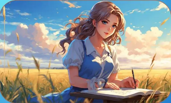 Emily Dickinson card art from Lost Chapters (Cobalt, Character)