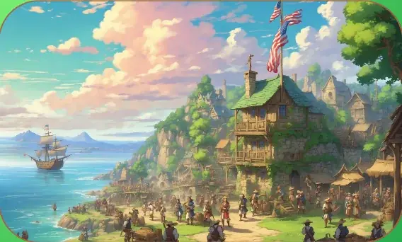 Jamestown card art from Lost Chapters (Emerald, Location)