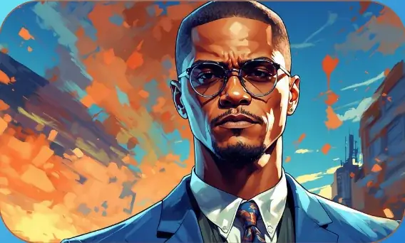 Malcolm X card art from Lost Chapters (Cobalt, Character)