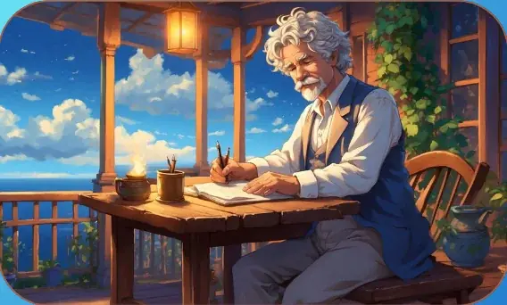 Nathaniel Hawthorne card art from Lost Chapters (Cobalt, Character)
