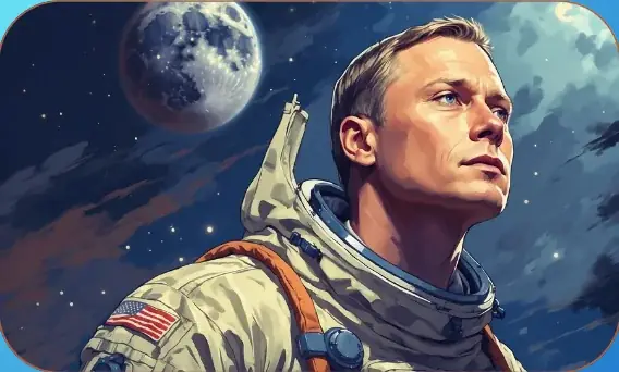 Neil Armstrong, Space Explorer card art from Lost Chapters (Cobalt, Character)