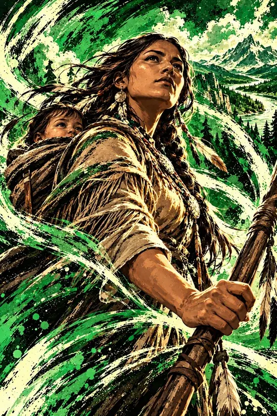 Sacagawea, River Guide Full Art card from Lost Chapters