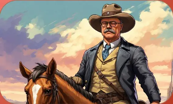 Teddy Roosevelt, Rough Rider card art from Lost Chapters (Garnet, Character)