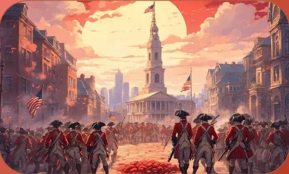 The Boston Massacre card art from Lost Chapters (Garnet, Event)