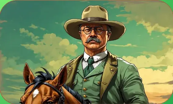 Theodore Roosevelt card art from Lost Chapters (Emerald, Character)