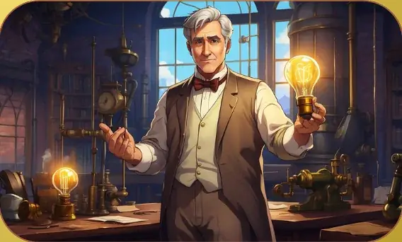 Thomas Edison, Static Hero card art from Lost Chapters (Gold, Character)